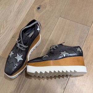 Stella McCartney Elyse Gunmetal Star Platform Shoes
